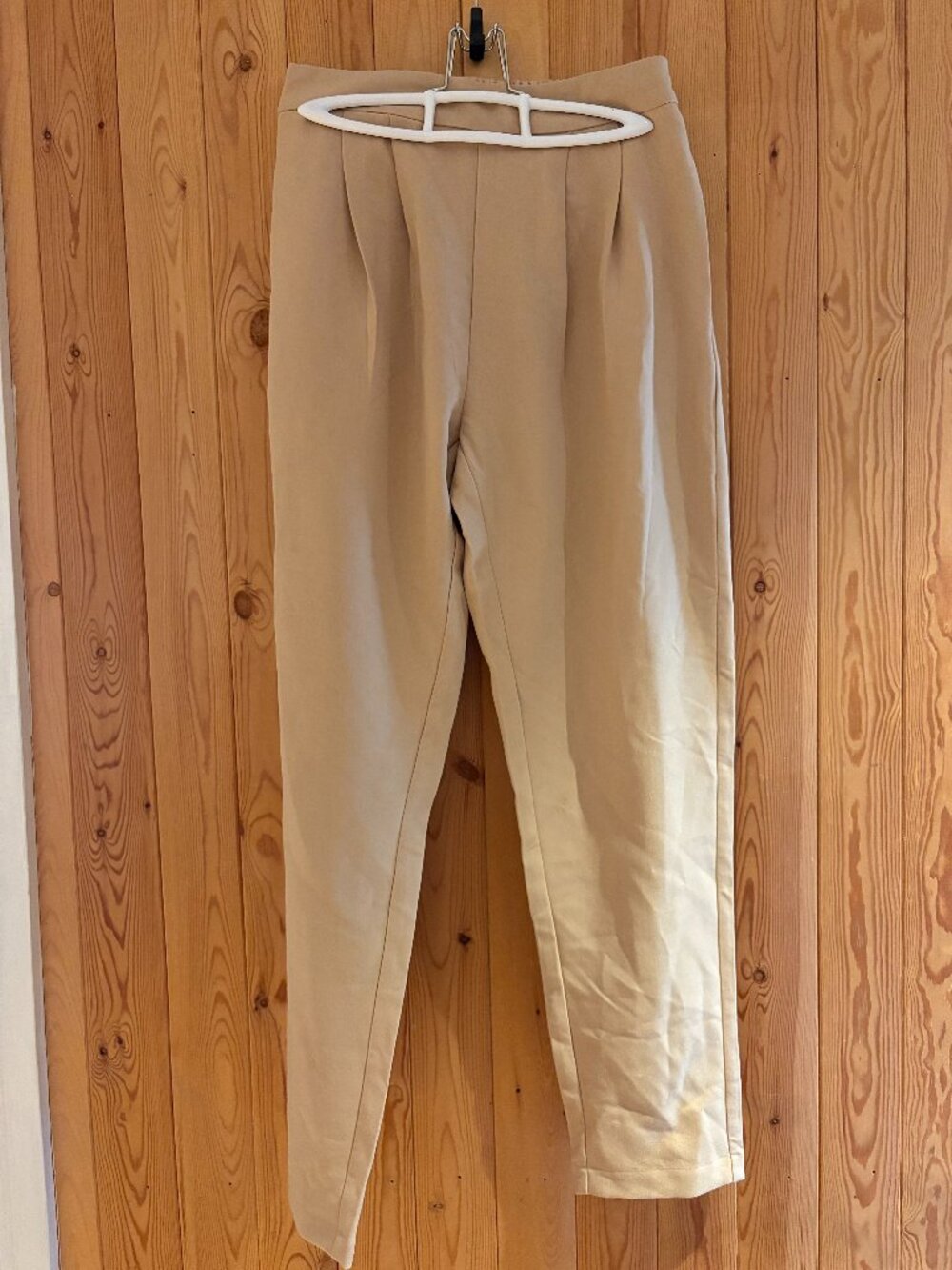 Cream Pleated Work Trousers